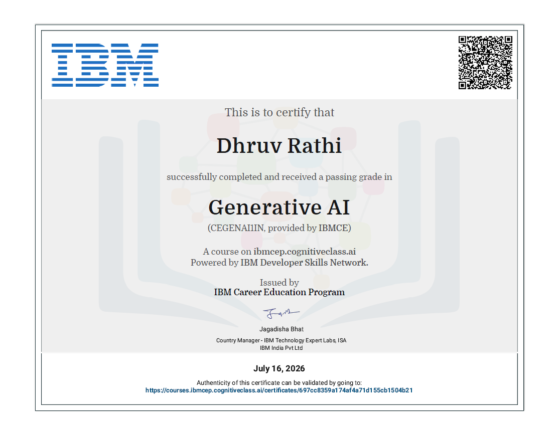Advanced Generative AI – Professional - IBM Certificate