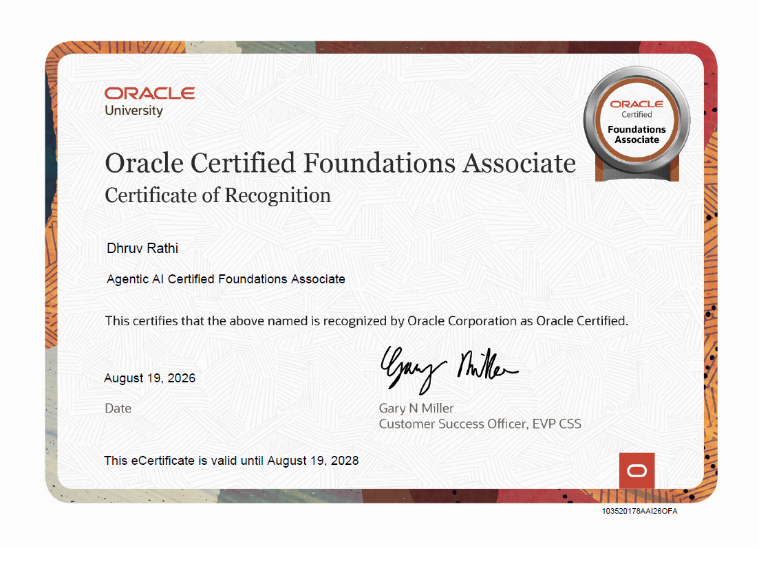 Agentic AI Certified Foundations Associate - Oracle Certificate
