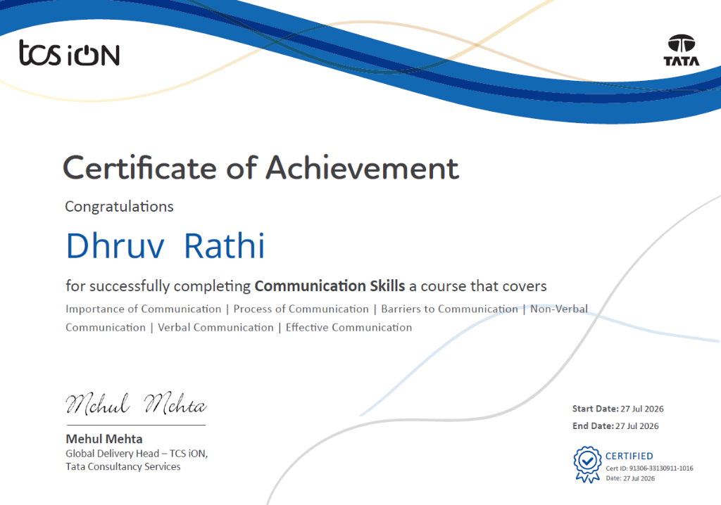 Communication Skills - TCS iON Certificate